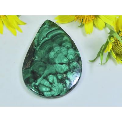 AA++ Natural Green Malachite Fancy Cabochon Loose Gemstone 29X42X04MM 61Cts. D-28