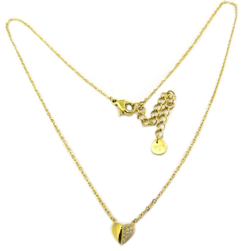 Les Trésors De Lily [P7856] - Collier créateur acier 'Love' blanc doré - 7x6 mm