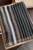 Black Striped Scarf - Mulberry Silk and Wool, 180x90