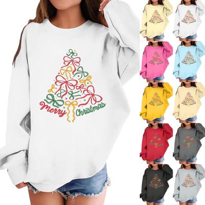 Moletom Infantil Casual da Moda de Manga Comprida Solto com Estampa de Natal