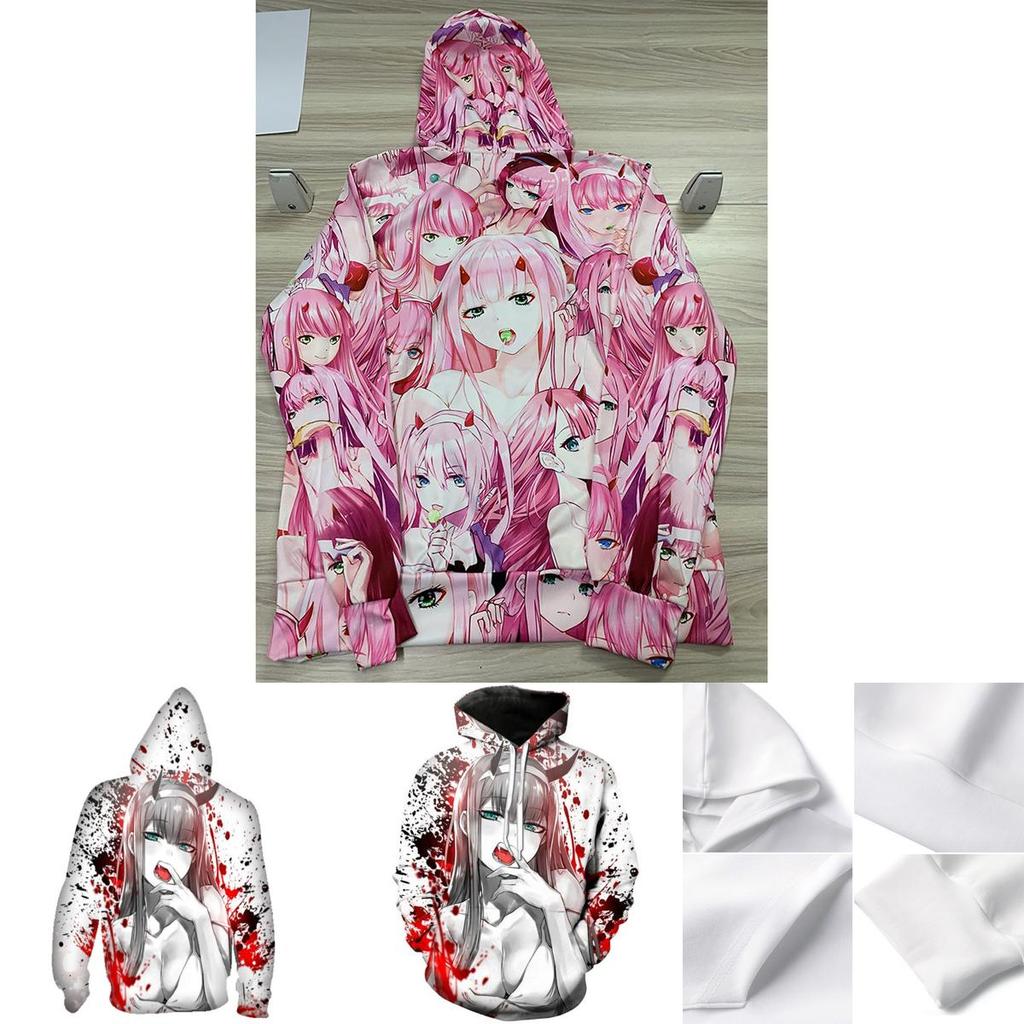 Felpa con cappuccio unisex accogliente ed elegante, con motivo di Zero Two da Darling in the Franxx