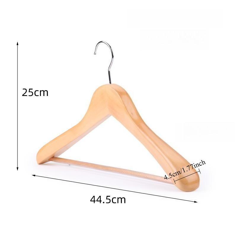 1pc Wooden Hangers Solid Wood Coat Hanger Heavy Duty, Smooth Finish High-Grade Wooden Clothes Hanger with Non Slip Pant Bar, 360° Swivel Hook
