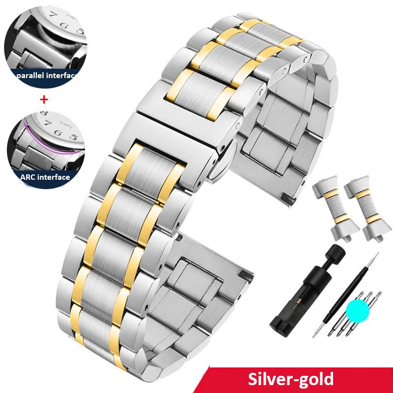 316L Solido Estremità Curva Acciaio Inossidabile Cinturino per Orologio Due Interfacce Catena per Orologio 16 18 19mm 20mm 21mm 22mm 23mm 24mm Braccialetto Strap