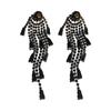 European and American retro face thin black zircon fringed earrings temperament long exaggerated stud earrings cold wind earrings