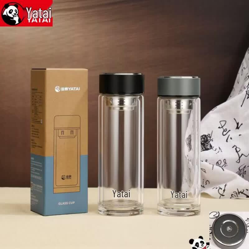 YATAI Crystal Double-Layer Glass Tea Infuser Bottle