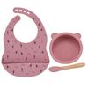3Pcs/Set Baby Bibs Bowl Spoon Set Food Grade Silicone Baby Waterproof Plate Baby Tableware Toddler Feeding BPA FREE