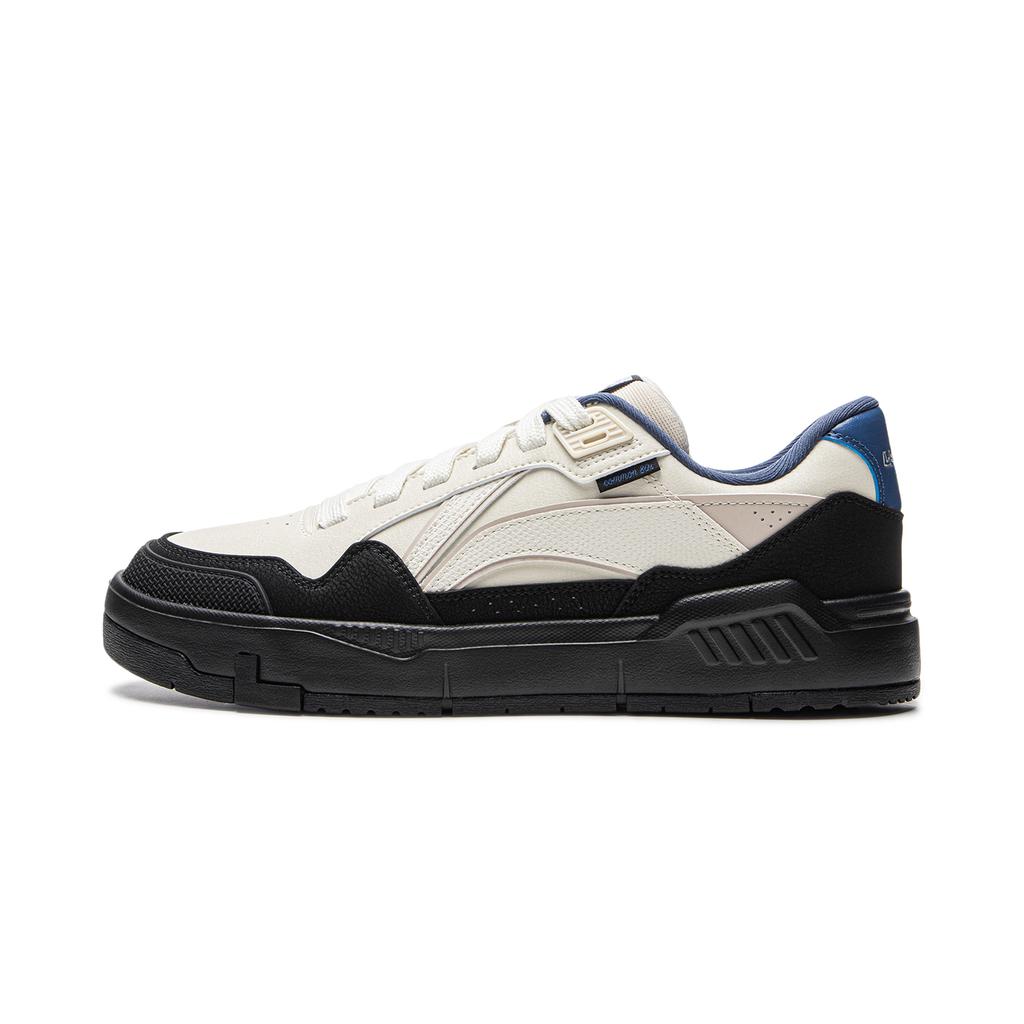 Li Ning Common 80s Comfortable Versatile Non-Slip Lightweight Low-Top Skate Shoes Men Sneakers Beige Black AGCU157-3