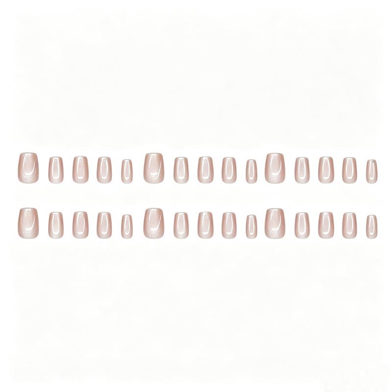 Pure Desire Ice Translucent Cat Eye Press-On Nails for Daily Commute
