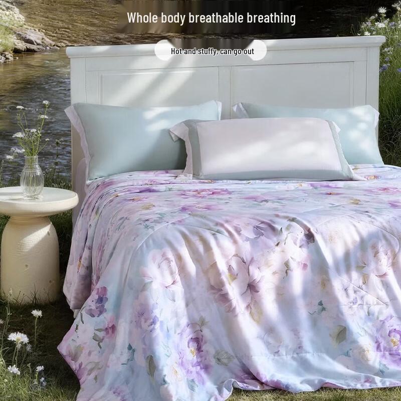 FUANNA Lightweight Tencel Cool Summer Quilt with Tussah Silk Fill