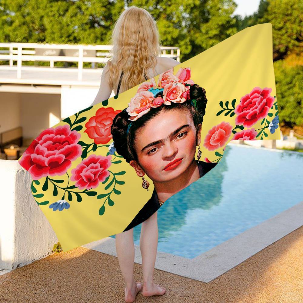 F-Frida K-Kahloes Bath Towel Microfiber Soft Water Absorbing Breathable For Girl Kids Decorative Cartoon Beach Towel