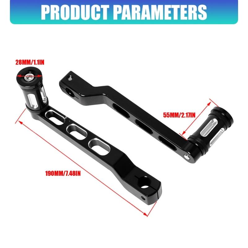 Motorcycle Gear Control Lever Pair, Machined Metal Replacement Set with Rubber Grip Peg Detail for Daily Maintenance