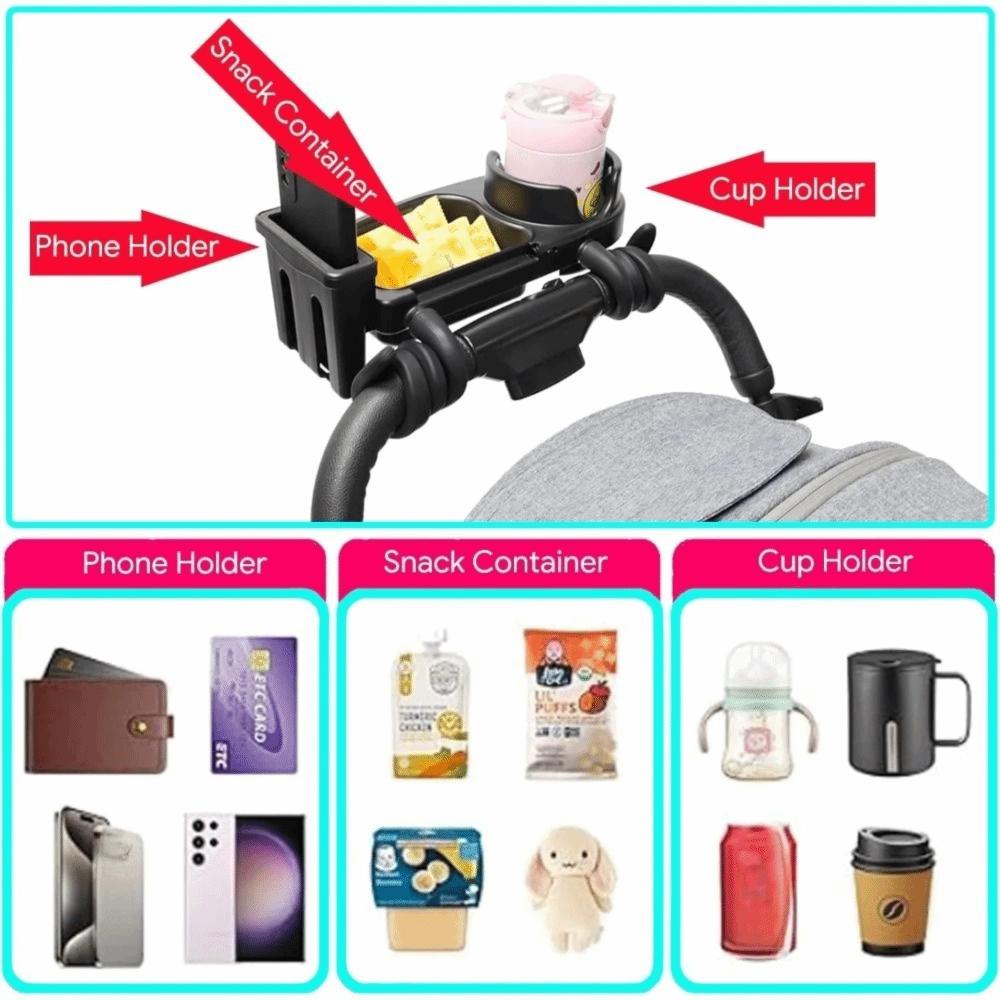 Detachable Phone Rack 3 In 1 Stroller Snack Tray Toddler Pushchair Rack Baby Mealtime