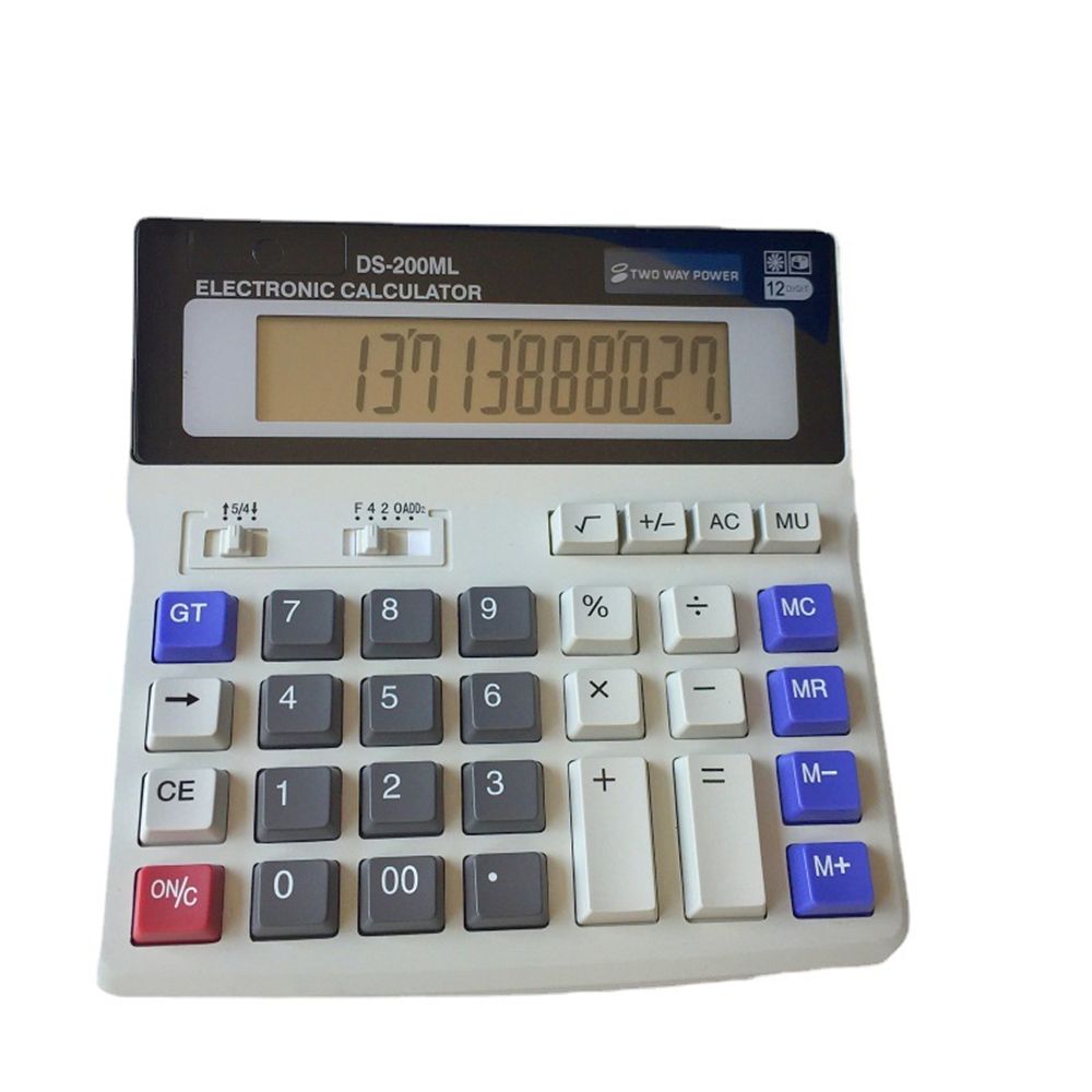 Nova Calculadora de Mesa Financeira Multifuncional de 2 Vias com Alimentação, Botões Grandes para Escritório, Display Inclinável Grande