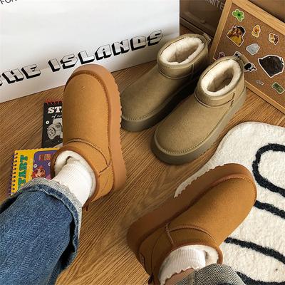 Fleece Snow Boots Women Wear Thick-soled Winter New Fur Integrated Short Boots Thickened Non-slip Cotton Shoes