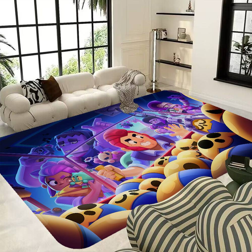Cute Cartoon B-Brawl Game Floor Mat Retro Multiple Choice Living Room Kitchen Rug Non-Slip Modern Home Decor