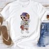 Cute Bear Print Shirts White Fashion Women T-Shirts Harajuku Kawaii Clothes Short Sleeve Summer Tees Casual Female Tops O-Neck