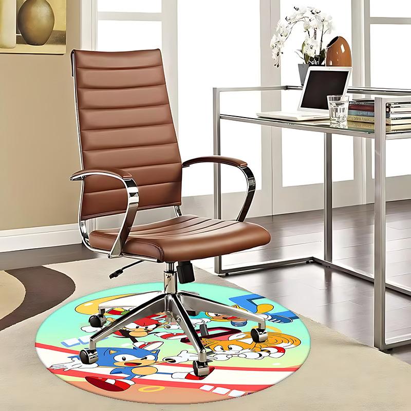 

1pc Sonic the Hedgehog Anime Cartoon Round Carpet Office Chair Mat, NonSlip Rug for Home Decor, Living Room, Bedroom, Game Room 80cm