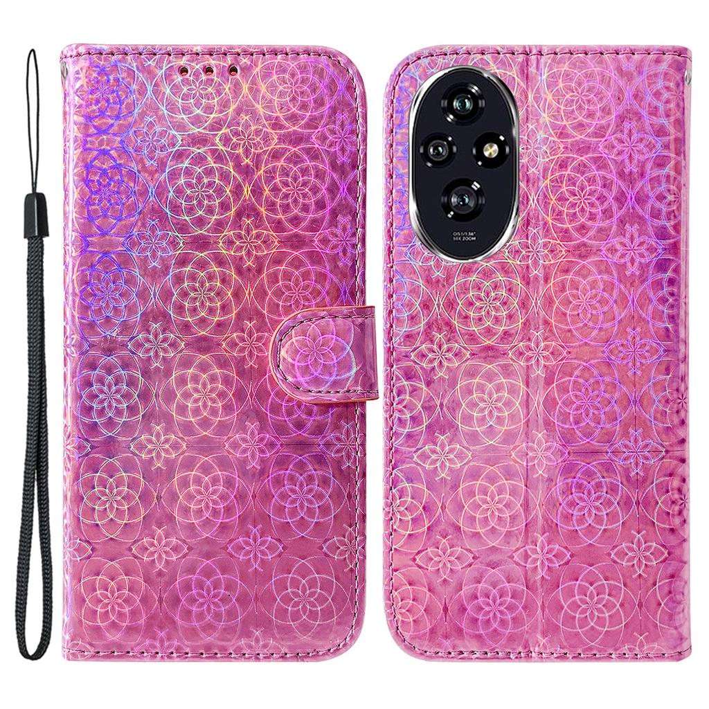 For Honor 200 5G Stand Case Dazzling Flower Protective PU Leather Phone Cover