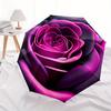 1pc Purple Rose Themed Design Umbrella 8 Rib Frame, One-touch Automatic Opening 3 Fold Umbrella, Fashion Gift-p0803043