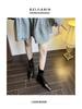 BEIJIANI 5598-6 Women's Retro Pleated Square Toe Chunky Heel Ankle Boots - Autumn/Winter Style