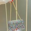 Sophisticated Rhinestone Square Purse With Magnetic Closure And Chain For Party Use