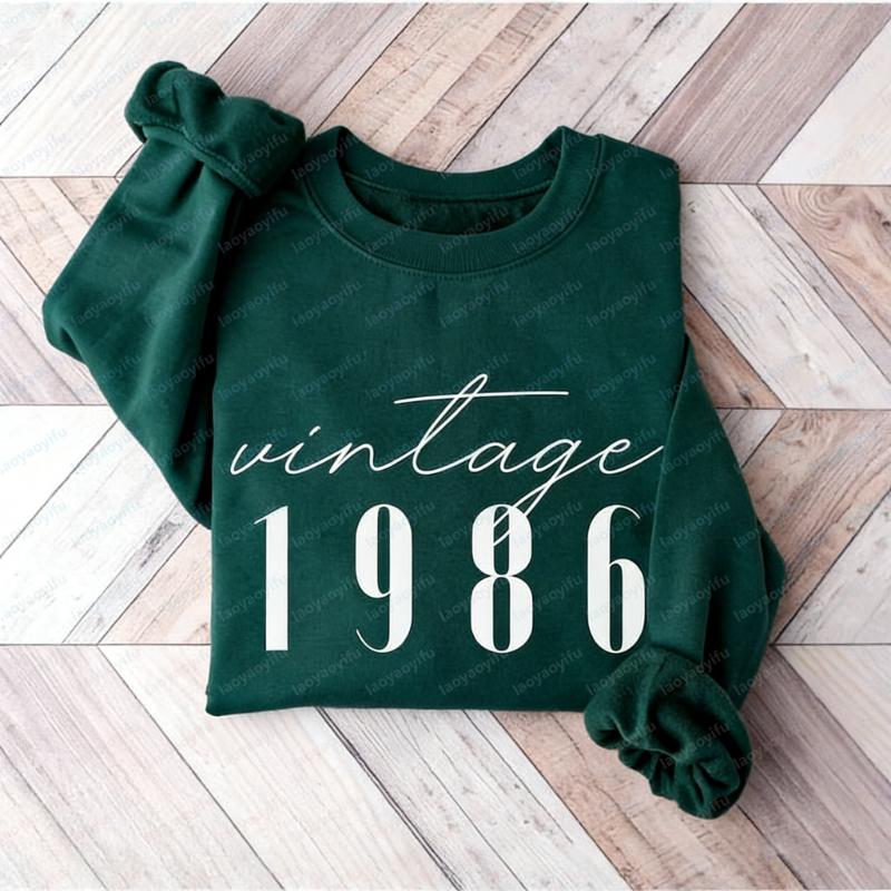 Classic Sweatshirts Women Vintage th Birthday Year Number for Him Her Milestone Best Friend Bday Matching Hoodies