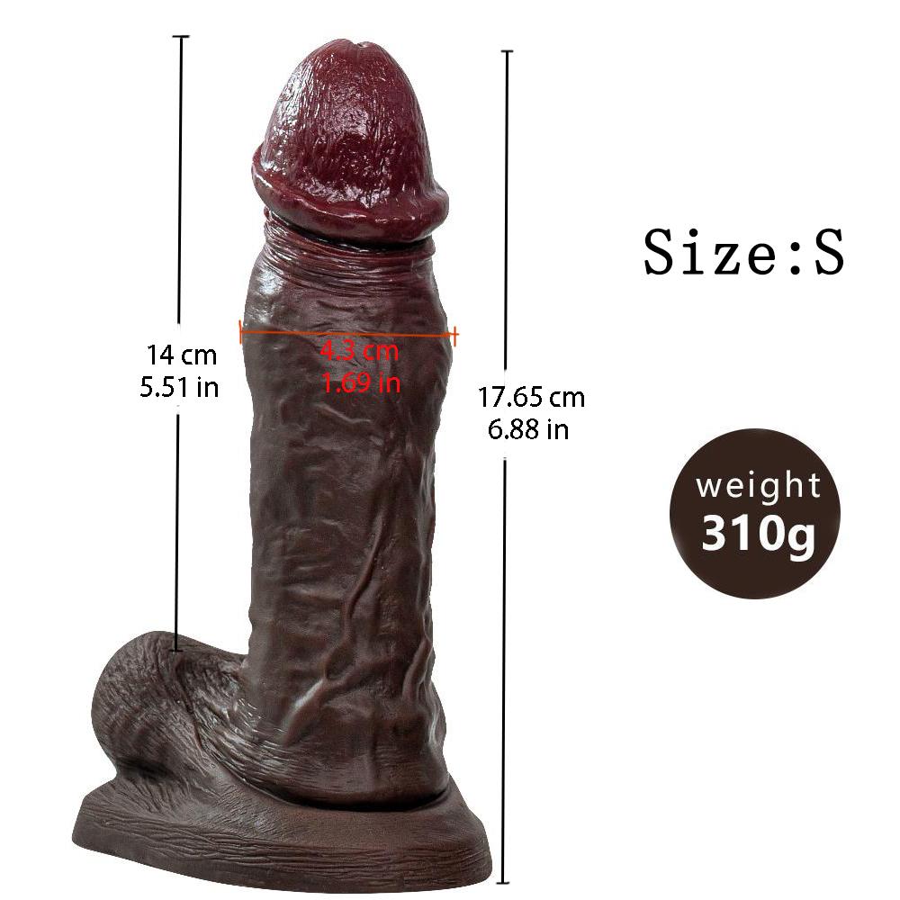 Super Soft Black Tendons Thick Artificial Phallus Female Dildo Liquid Silicone Female Masturbator Sex Toy