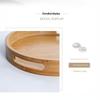 Round Bamboo Serving Tray With Handle Smooth Edge Wooden Platter 25-40CM for Bed Breakfast Snack Tea Serving Use