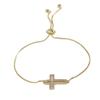 Electroplated Cross Bracelet with Hollow Design, Handcrafted Jewelry Featuring Zirconium Stones, Adjustable Bracelet