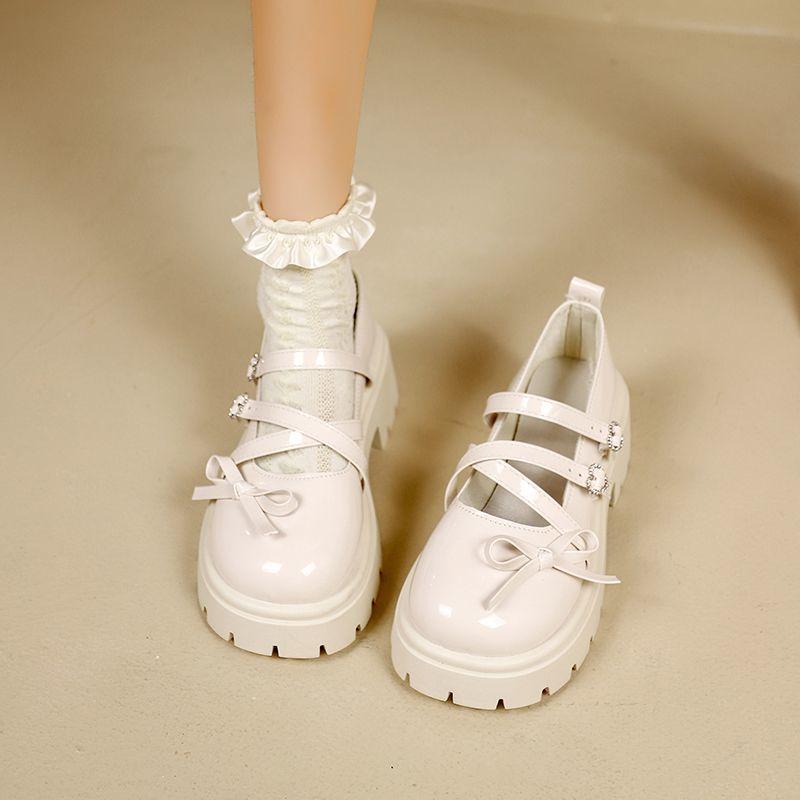 Black Mary Jane Shoes for Women with Bow Platform Woman Pumps Round Toe Slip on Vacation Non Quick Delivery Summer 2025 Popular