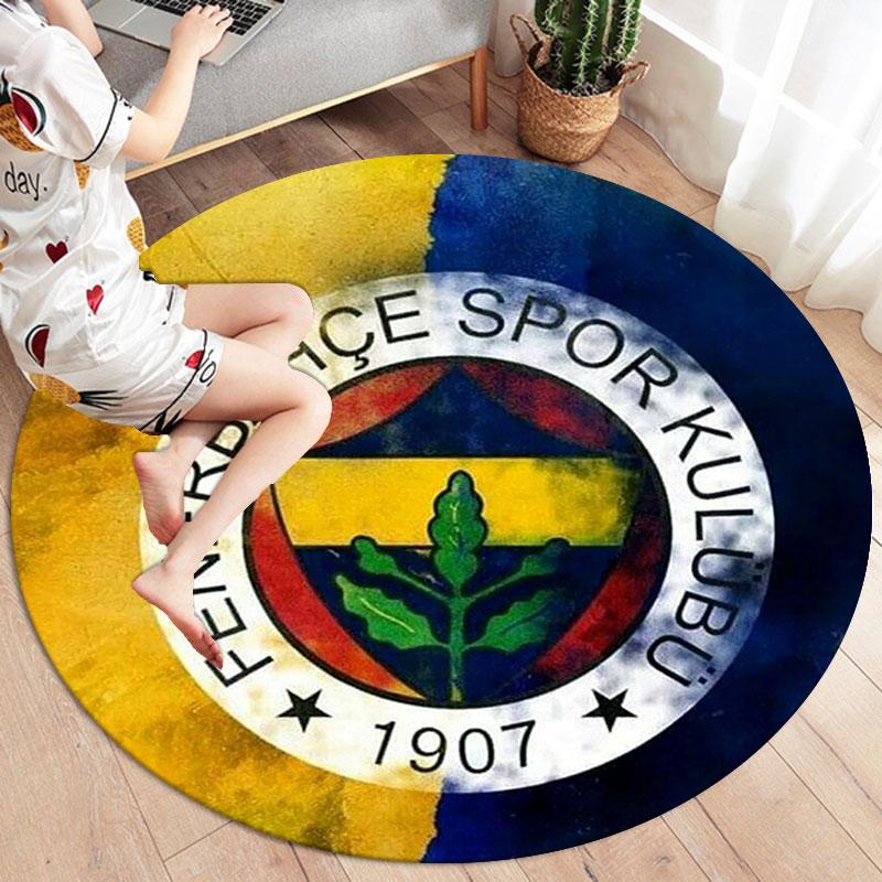 Fenerbahçe Sports Club Round Area Rug,Carpet Rug for Living Room Bedroom Sofa Playroom Decor,Non-slip Floor Mat