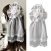 Lolita Gothic Headdress Lace Veil Headwear Rose Side Clip Barrette Halloween Cosplay Accessories Party Headpiece