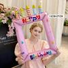 1pc Pink Blue Inflatable Photo Frame Balloons Party Photo Booth Props with Happy Birthday Messages and Candle Designs