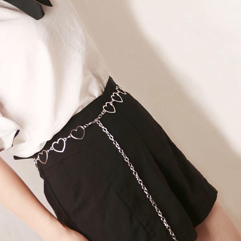 Fashion versatile clothing metal hook accessories women, simple hollow love fringed waist chain