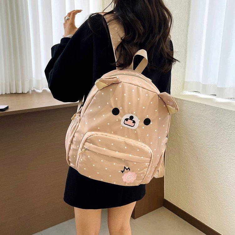 Schoolbag Japanese Cute Girl Polka Dot Bear Schoolbag Girl Children's Kindergarten Small Backpack Travel Light Backpack