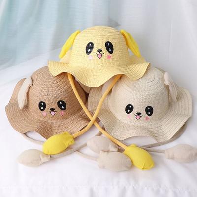 Ear Moving Bunny Sunshade Hat Sunscreen Children Straw Hat Rabbit Ear Sunshade Straw Hat Cosplay