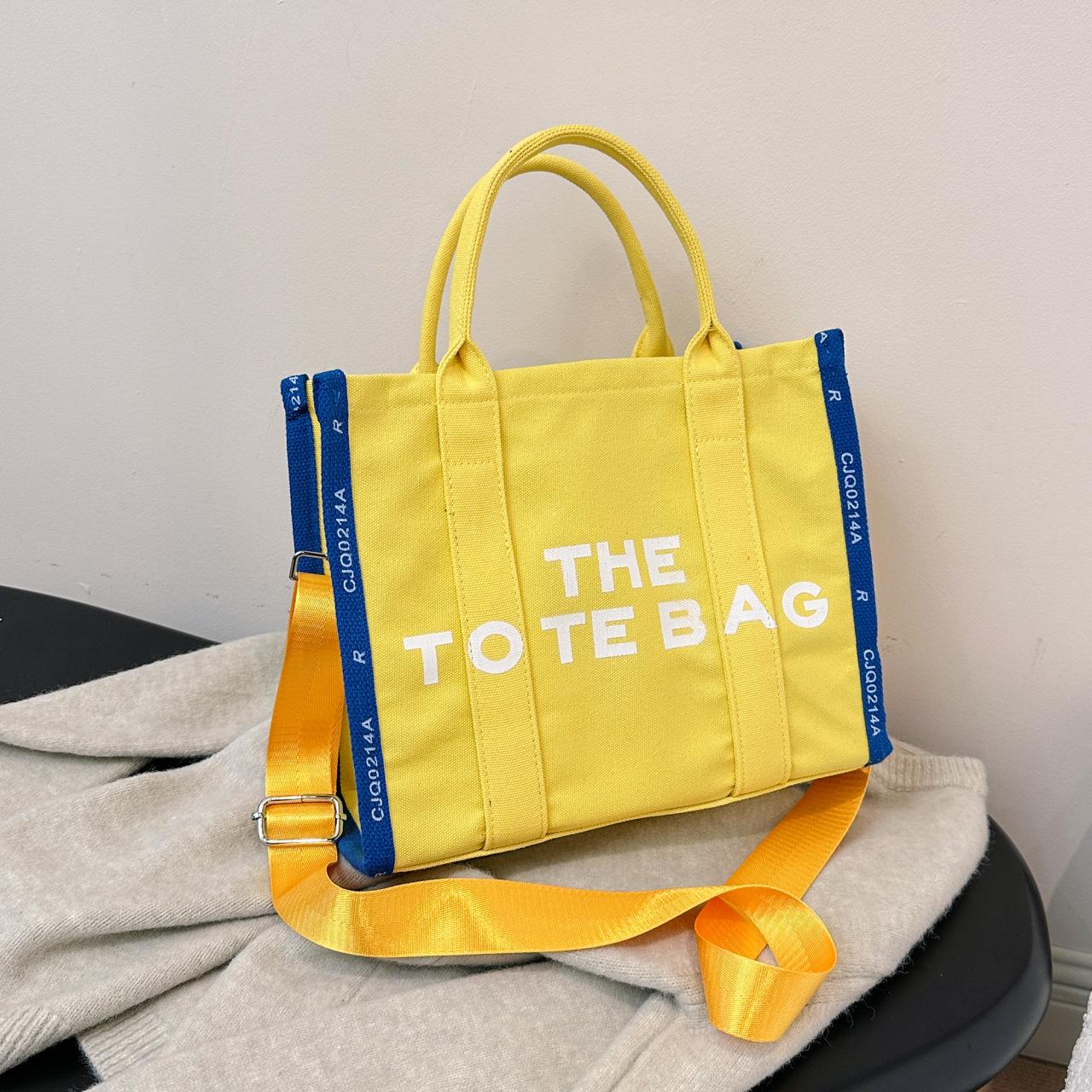 Женская повседневная холщовая сумка-тоут большой вместимости жёлтый