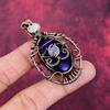 Evil Eye Purple Fire Labradorite Pendant Copper Wire Wrapped Moonstone Jewelry