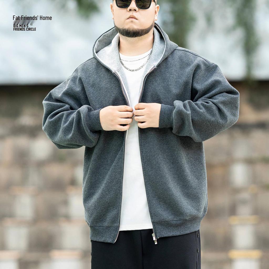 Men's Casual Hooded Zip-Up Jacket - Warm & Loose Fit for Autumn/Winter