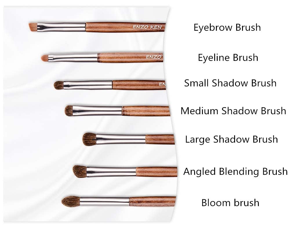 ENZO KEN Natural Pony Hair Wood Eyeshadow Brush Set with Makeup Professional Eye Makeup Brush Travel Brush for Under Nose Eyeliner and Super Soft