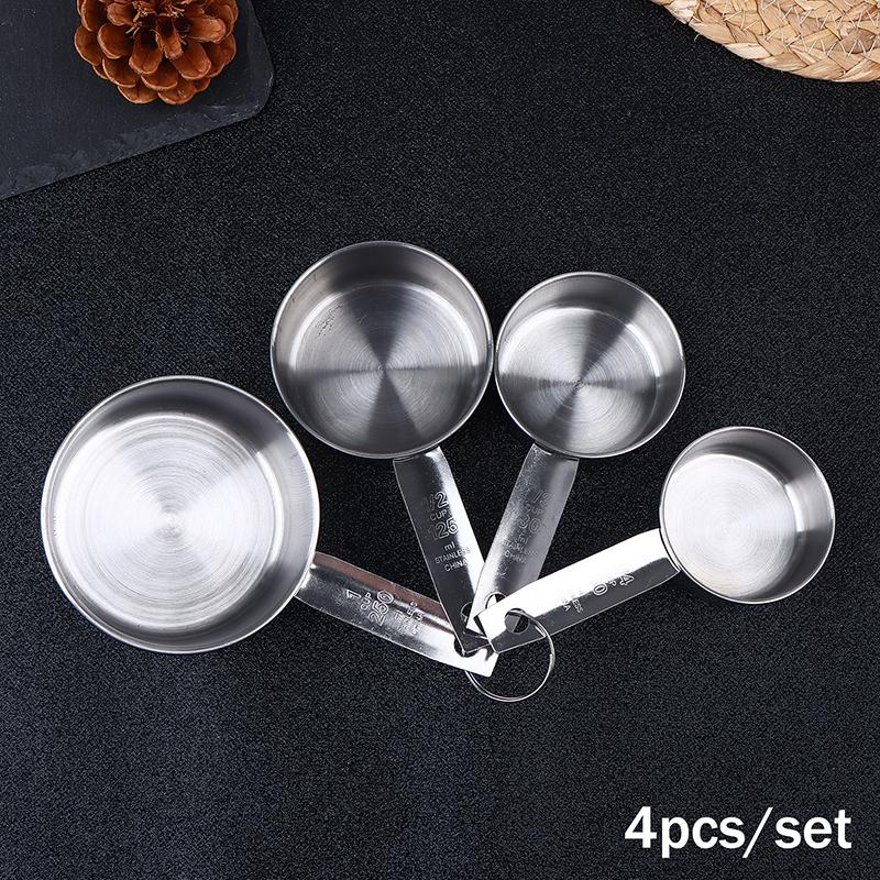 4/6/8Pcs Set Stainless Steel Measuring Spoon Cup With Scale Measuring Ruler Egg Beater Spoon Outdoor Tableware