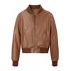 Womens Faux Leather Biker Jacket - Stand Collar Street Style Short Fit Fall Winter