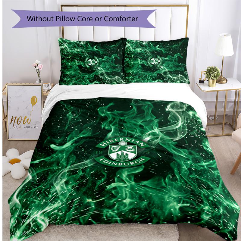Hibernian FC Set Lenzuola Stampato 3 Pezzi Copripiumino Traspirante con Federe Biancheria da Letto Decorativa per Camera da Letto Casa