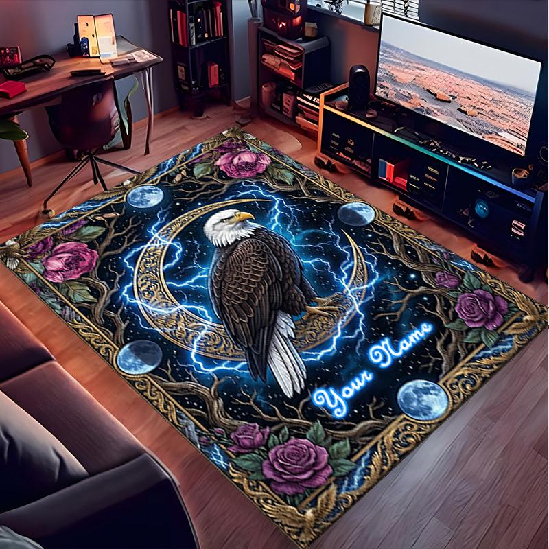 1PC Custom Name Eagle Fantasy Art Theme Floor Mat Ideal for Living Room, Game Rooms, Office, Bedroom,Floor Mat Playful Design