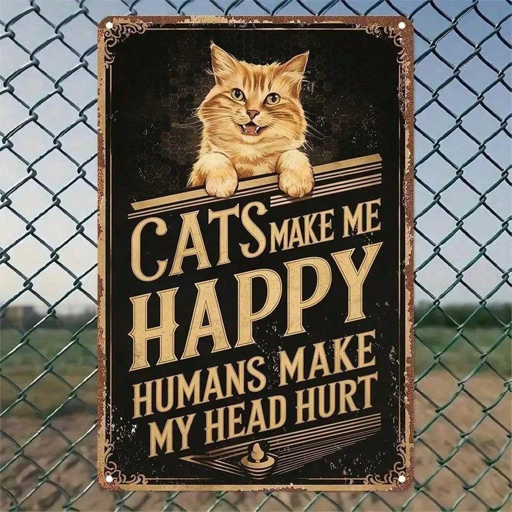 Vintage Cat Metal Poster Wall Art Retro Bar Decor
