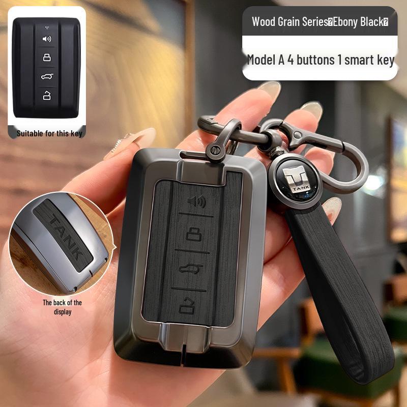 Zinc Alloy Tank 300/400/500 Car Key Shell with Full Wrap & Buckle
