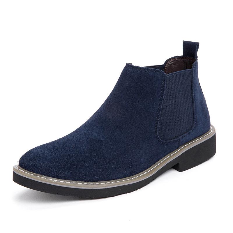 Botas Chelsea de Couro de Cano Alto Masculinas C510: Botas Curtas de Camurça Outono/Inverno, Slip-On, Casuais, Tamanho Grande, Forradas a Algodão.