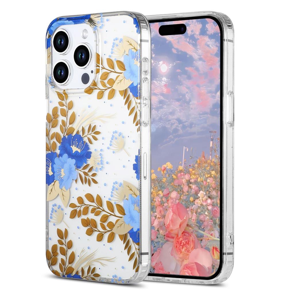 Suitable for Samsung S24ultra Flower Flower Hot Stamping S25 Electroplating Double Layer A54 Drop IPhone Phone Case