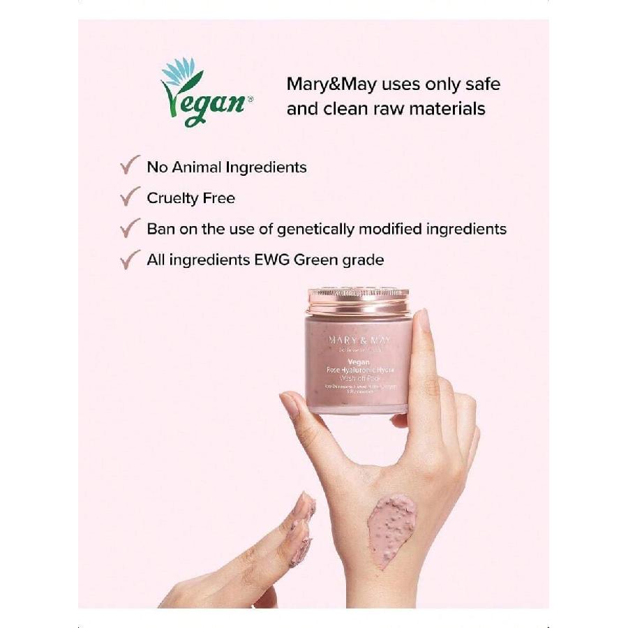Mary&May Vegan Rose Hyaluronic Hydra Wash Off Mask 30ml Or 125ml - Cream Caly Mask For Moisturizing, Pore Purifying, Skin Softening - Korean Skincare