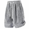 Chenille Zebra Stripe Silver Shorts: Breathable, Trendy, Loose-Fit Mid-Length for Couples